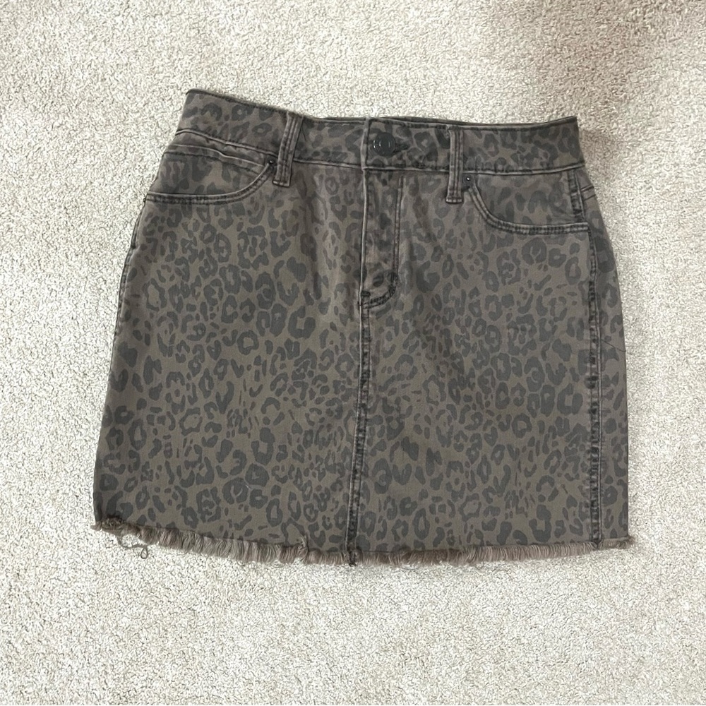 Leopard Print Denim Skirt